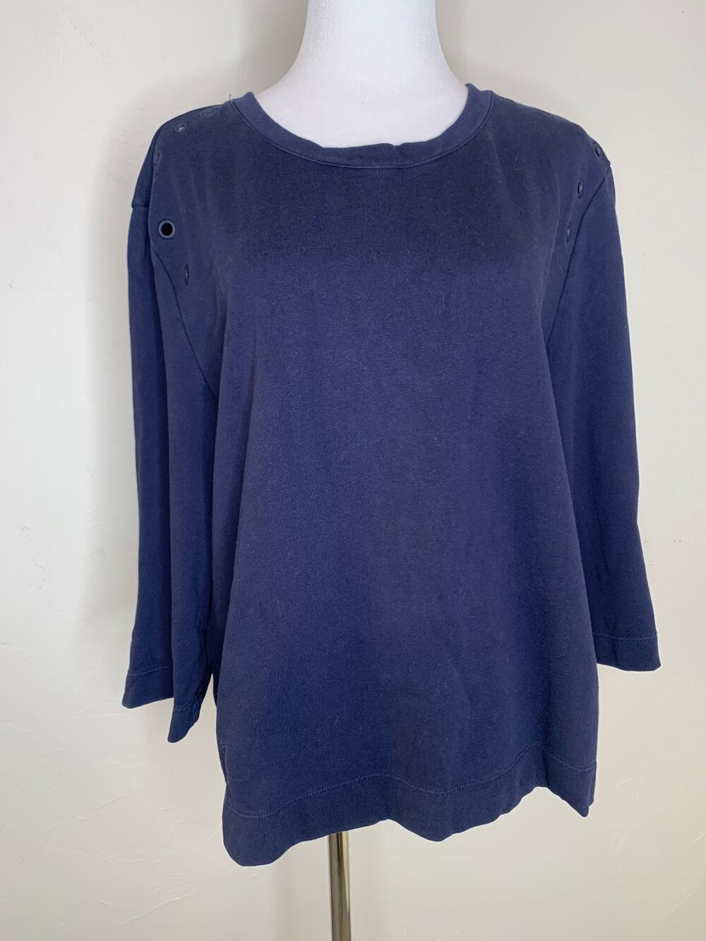 Jones New York Navy Blue Sweatshirt Grommets Sz XL